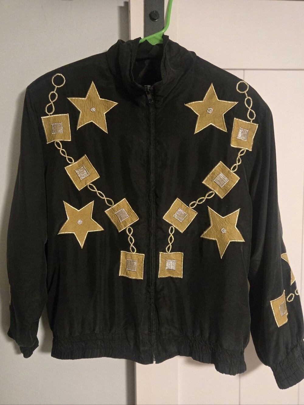 Black Embroidered Star & Square Zip Jacket